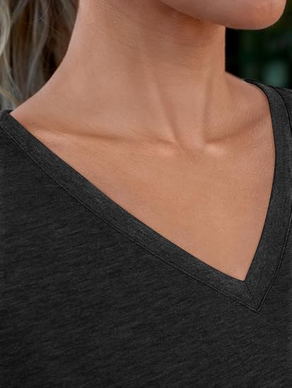 AUTOMET Short Sleeve T-Shirts V Neck Summer Tops for Women Basic Tees 2026
