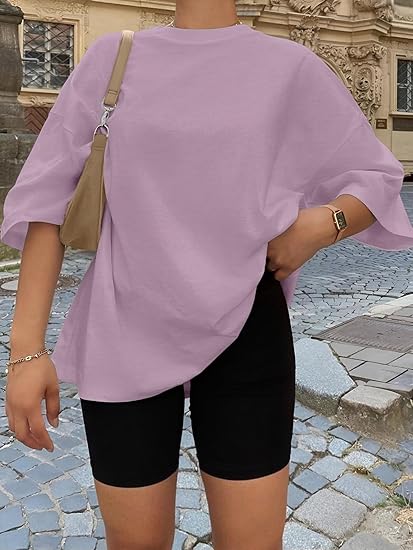 Trendy Queen Womens Oversized Summer T-Shirts Plus Size Short Sleeves Workout Tops
